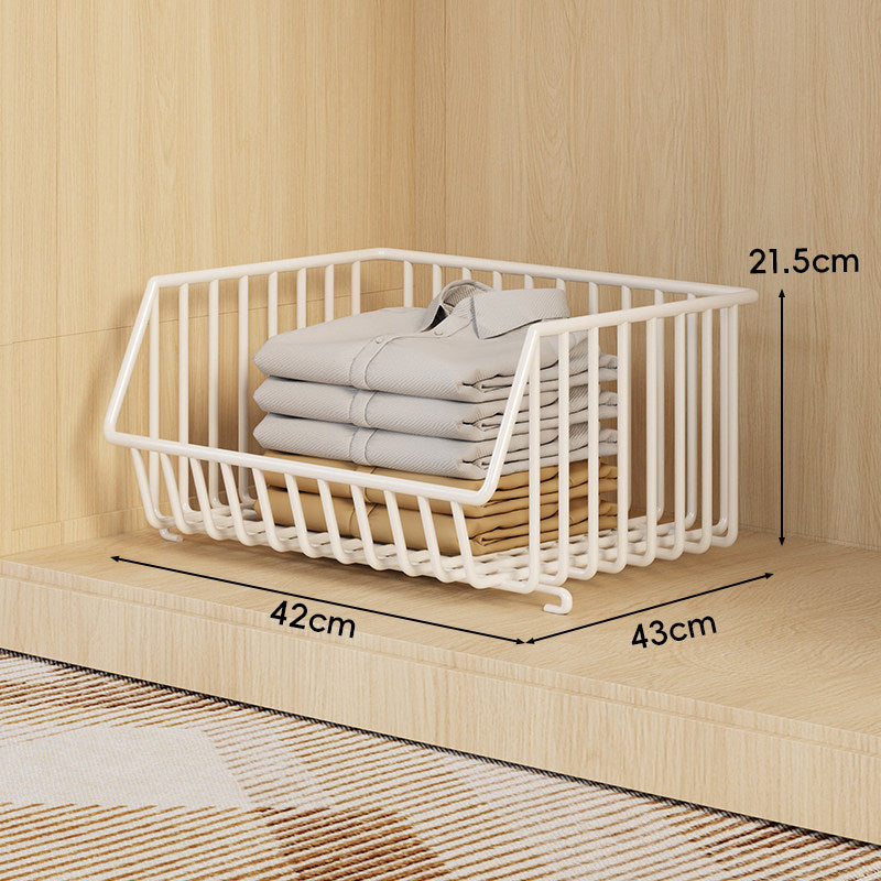 Three-Tier Stackable Wire Closet Basket Organizer