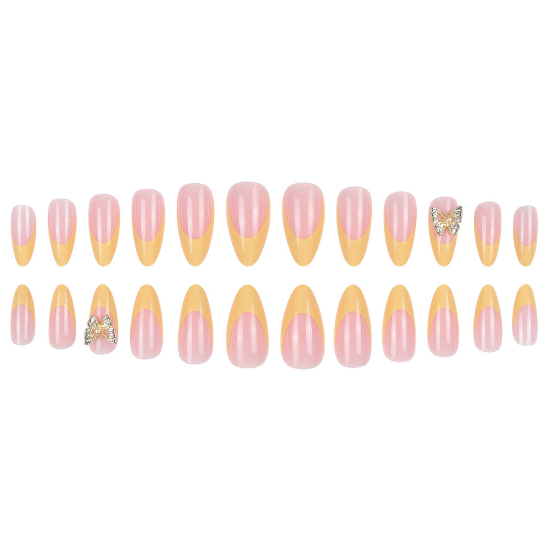 Glamorous Stiletto Press-On Nails with Butterfly Accents Kalsten