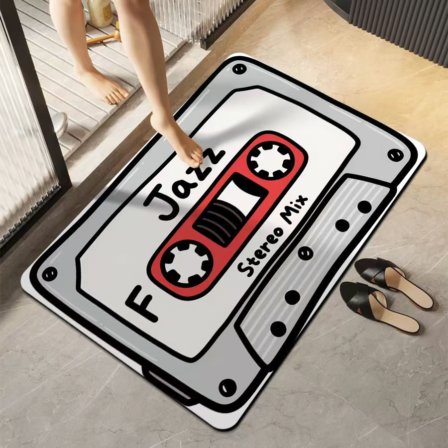 Retro Music-Themed Bath Mat