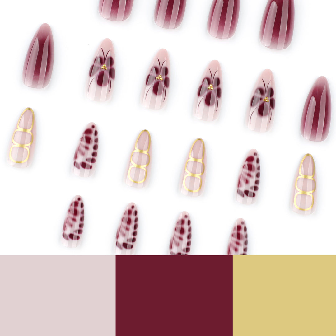 Elegant Nail Art with Floral Design and Glitter Accents Kalsten