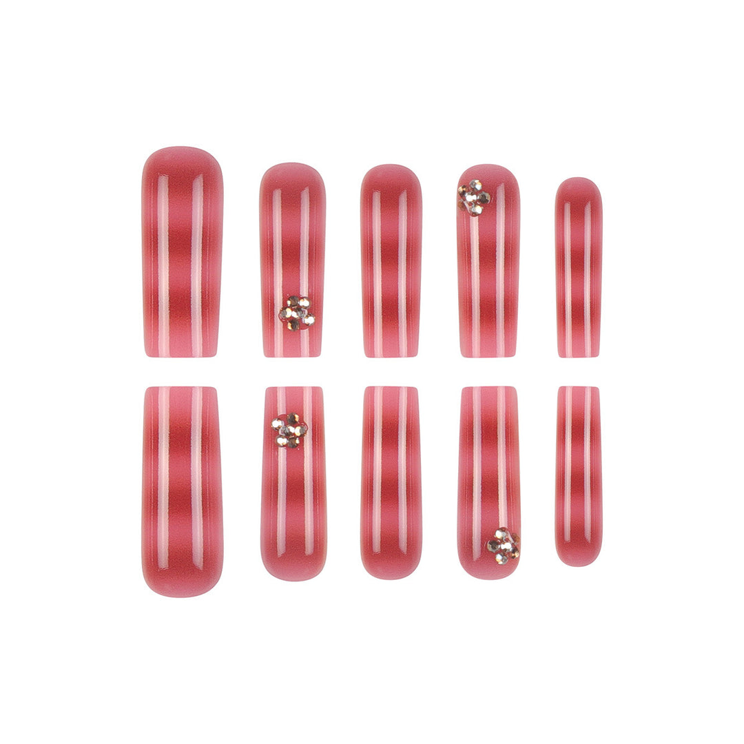 Long Glossy Press-On Nails Design Kalsten