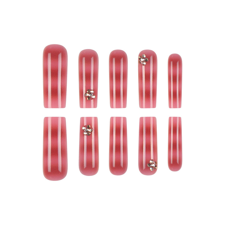 Long Glossy Press-On Nails Design Kalsten