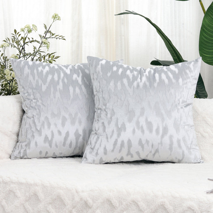 Plush Textured Velvet Square Throw Pillow Covers with Embossed Animal-Effect Jacquard
