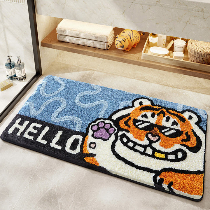 Playful Cartoon Tiger Bath Mat Kalsten