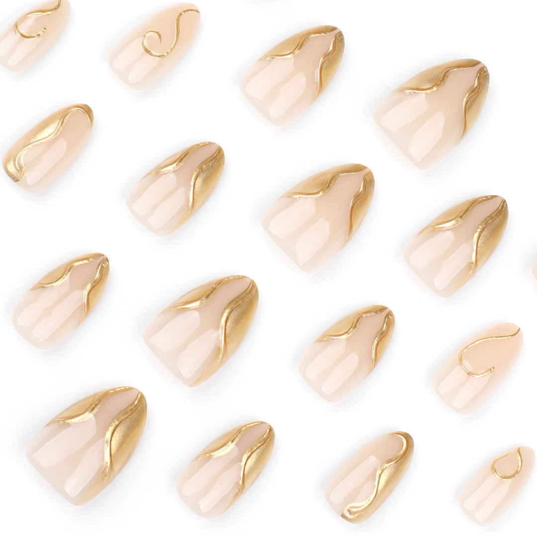 Artistic Stiletto Nails with Elegant Gold Accents Kalsten