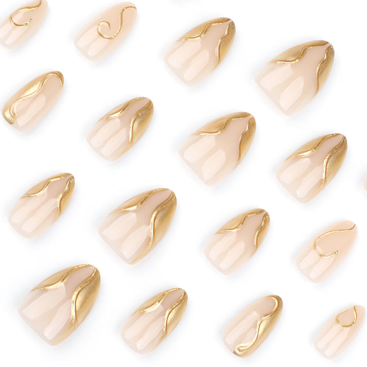Artistic Stiletto Nails with Elegant Gold Accents Kalsten