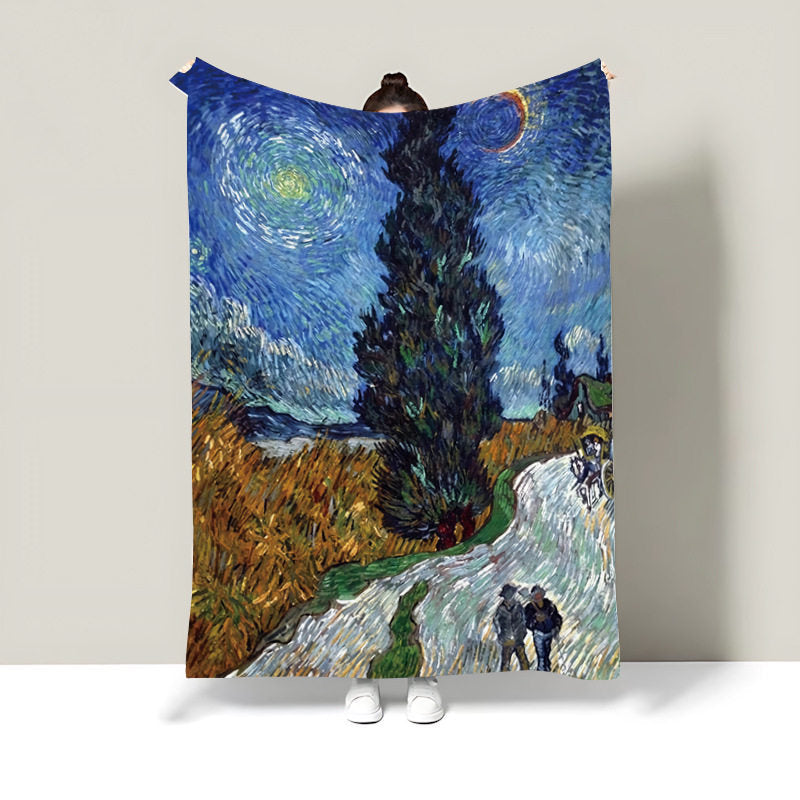 Artistic Floral Print Throw Blanket