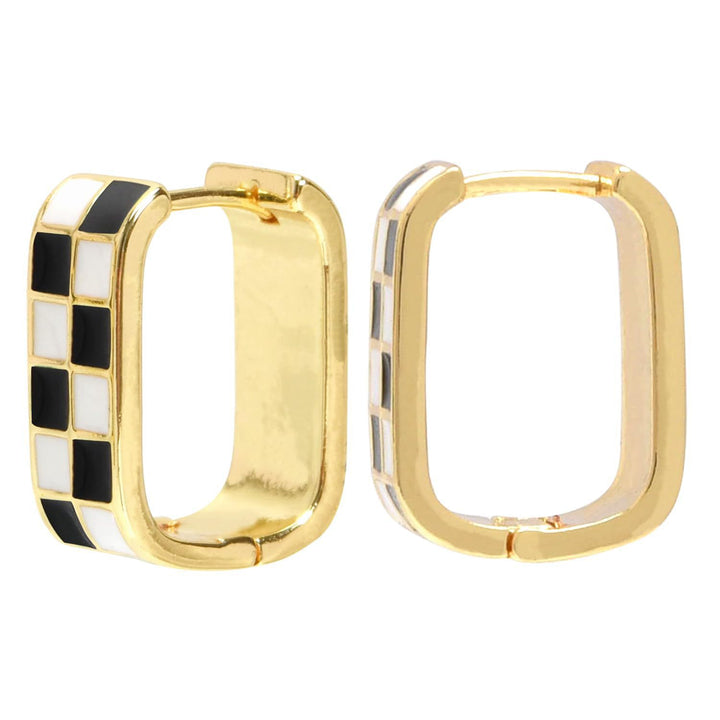 Modern Geometric Enamel Hoop Earrings Kalsten