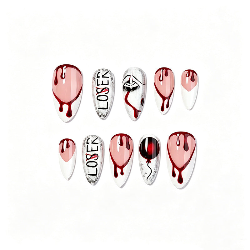 Creative nail art set with bloody and spooky designs Kalsten