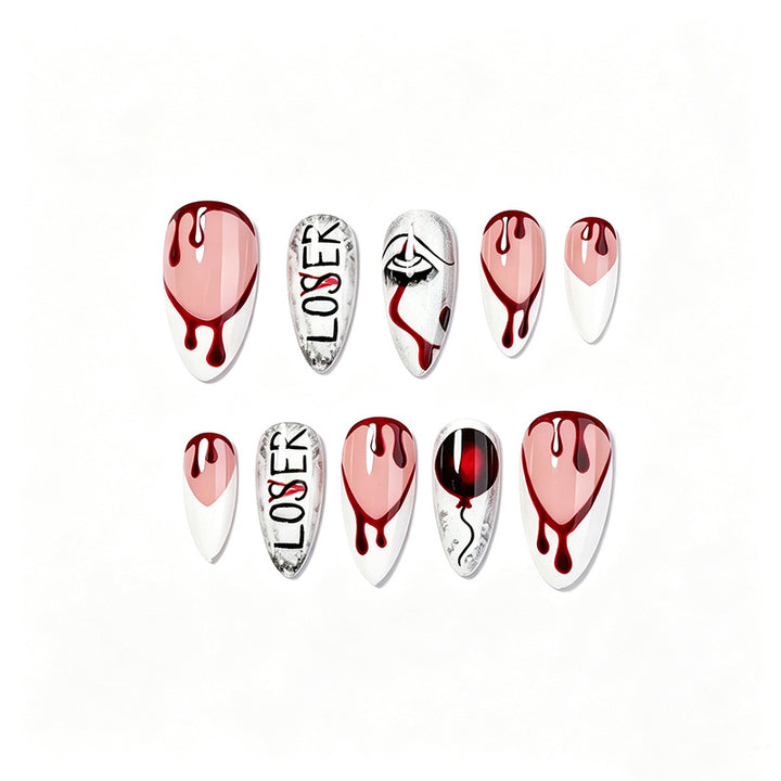 Creative nail art set with bloody and spooky designs Kalsten