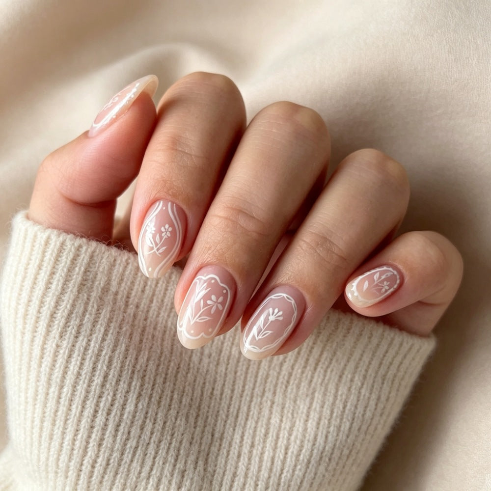Floral Design Stiletto Press-On Nails