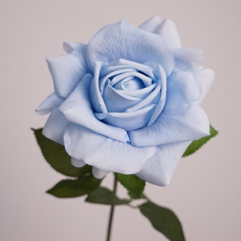 Lifelike Artificial Rose Stem with Green Foliage