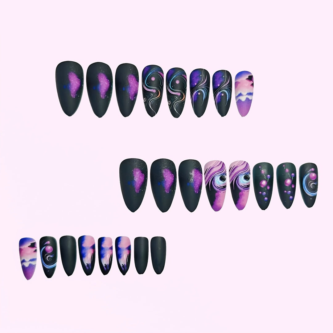 Cosmic Galaxy Stiletto Nail Art