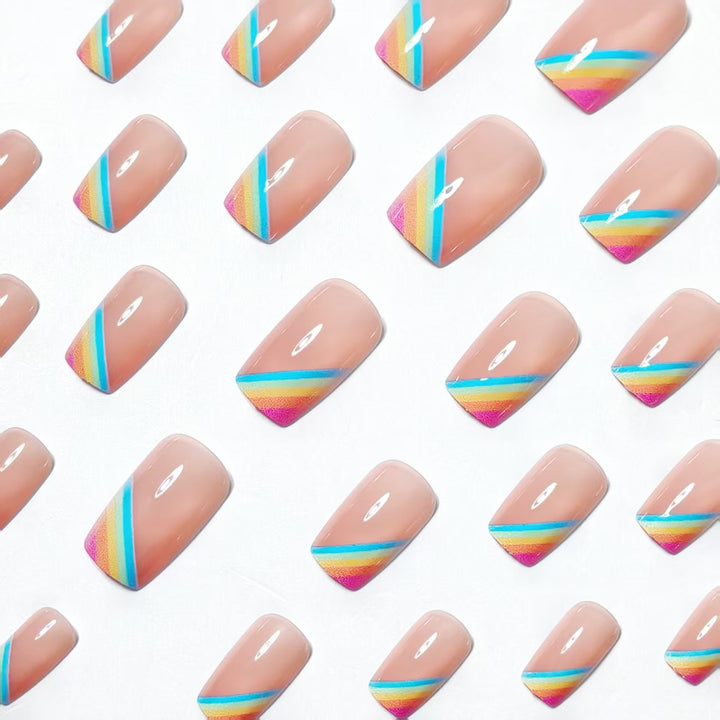 Elegant Rainbow French Tip Nail Art Kalsten