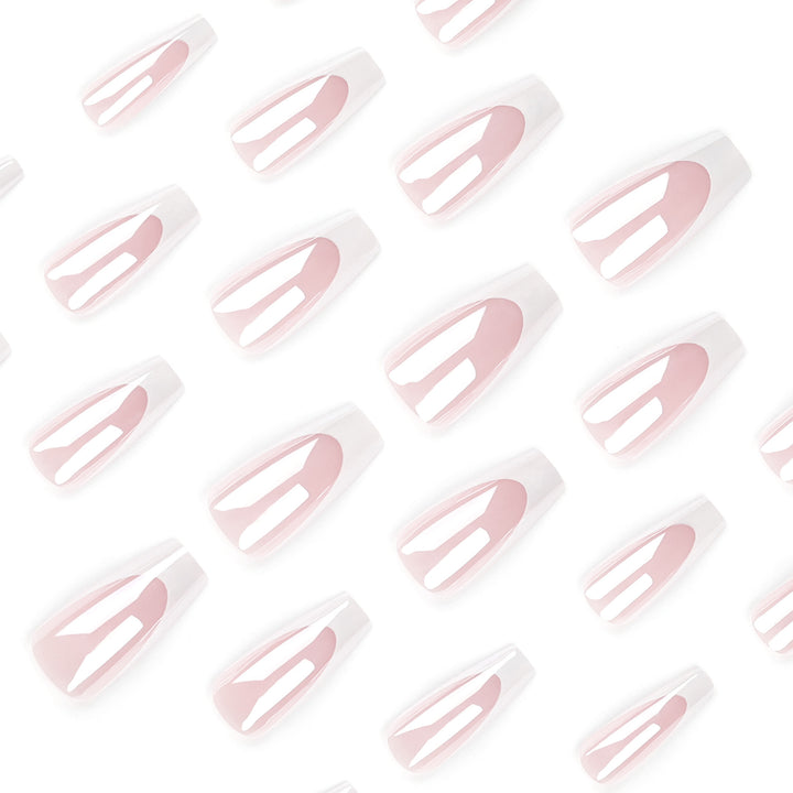 Elegant Nail Extensions with High Gloss Finish and Precise French Tip Kalsten