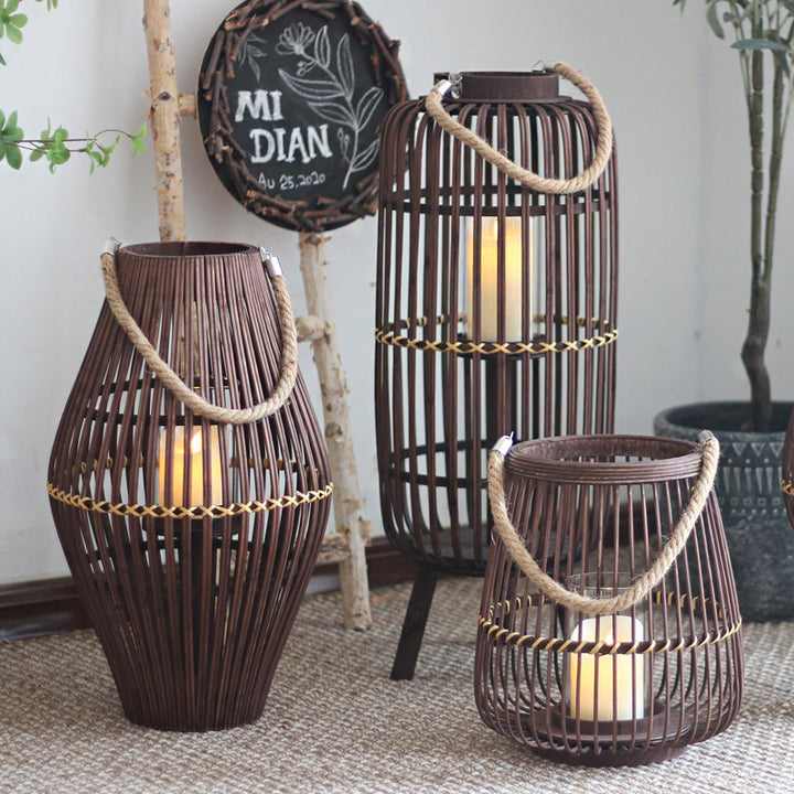 Rustic Rattan Lantern Kalsten