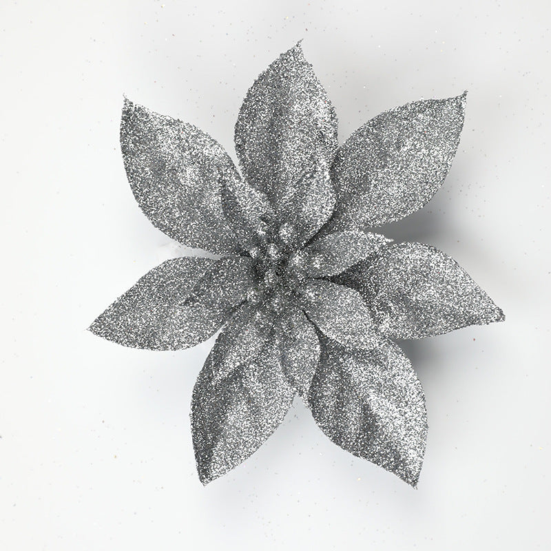 Glittering Poinsettia Flower Ornaments Kalsten