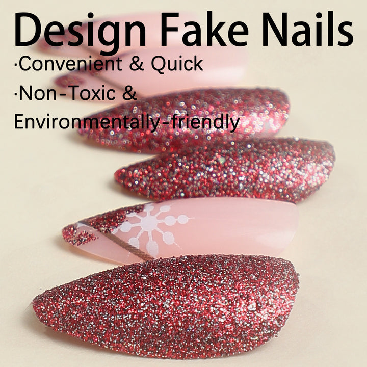 Artificial Nail Set with Glamorous Glitter Accents Kalsten