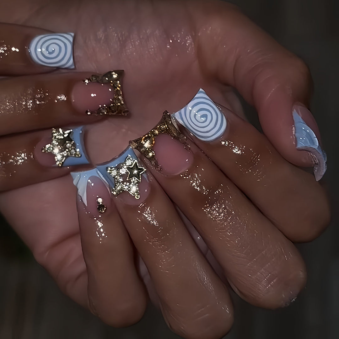 Decorative Star and Swirl Nail Art Extensions Kalsten
