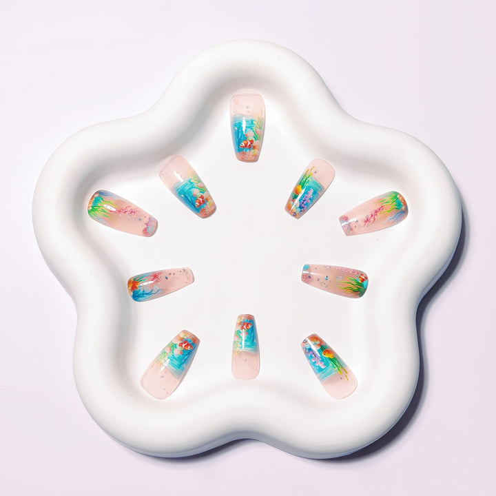 Artificial nails with underwater motif Kalsten