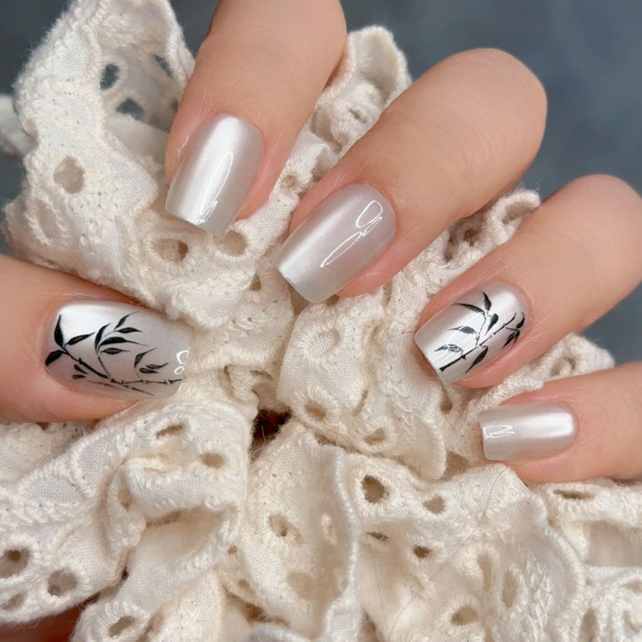 Elegant Floral French Tip Press-On Nails Kalsten