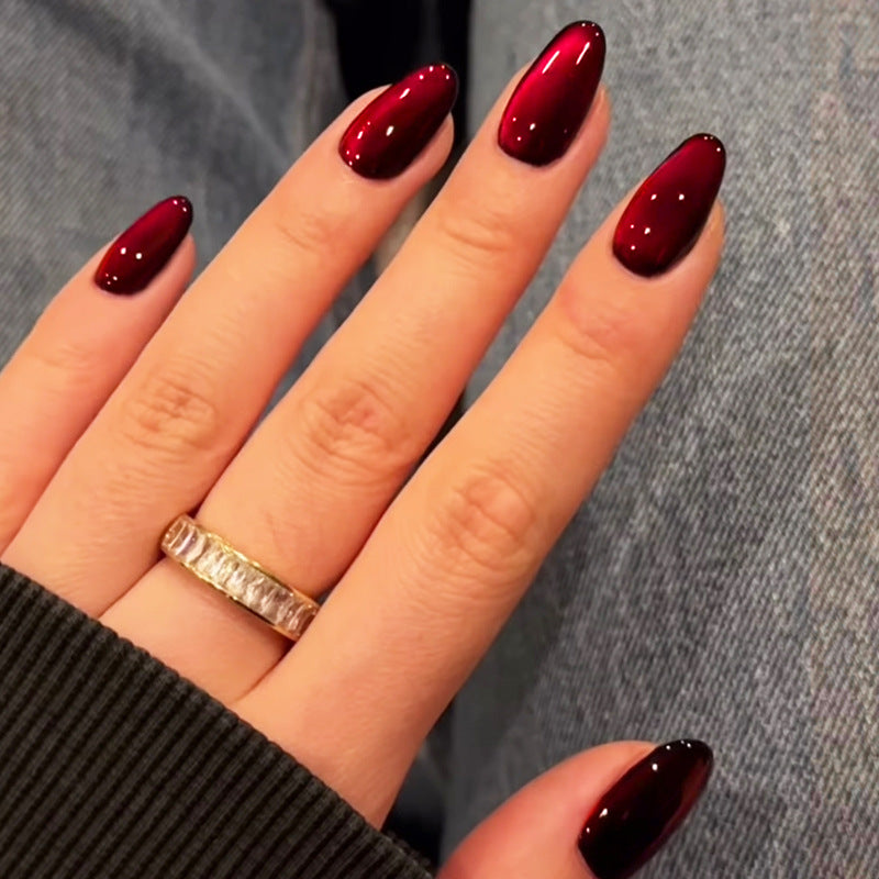 Elegant Almond-Shaped Press-On Nails with Glossy Finish kalsten