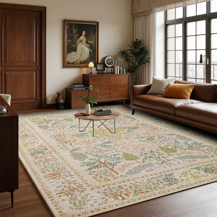 Premium Floral Embroidered Area Rug
