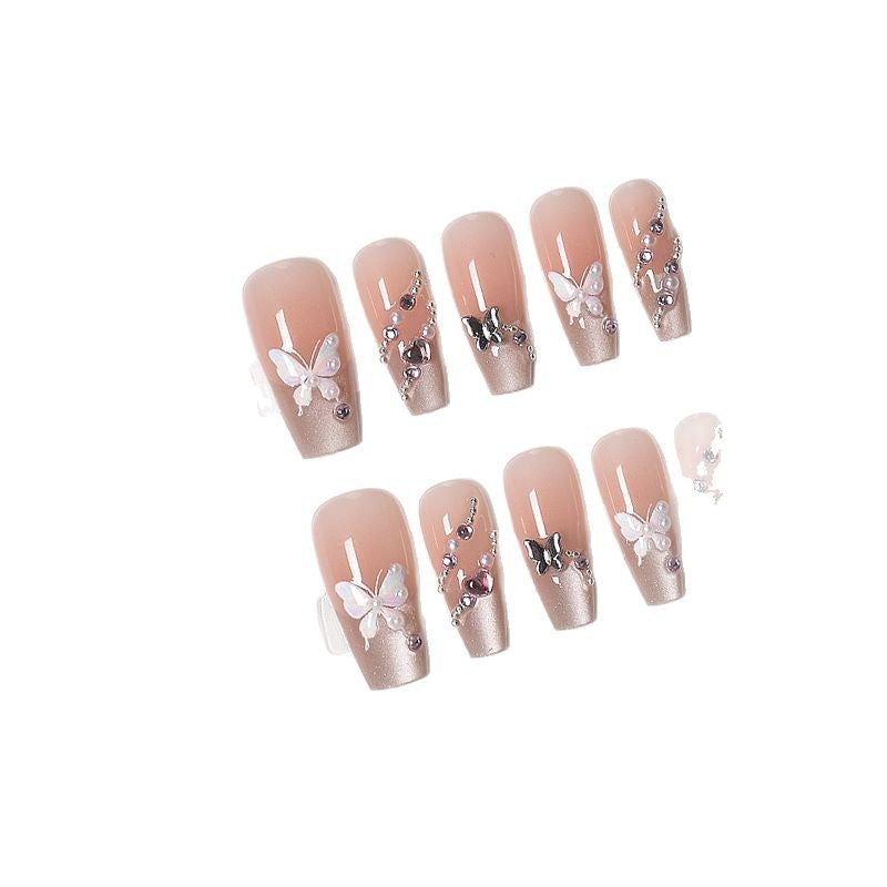 Elegant Floral-Embellished Press-On Nail Extensions Kalsten