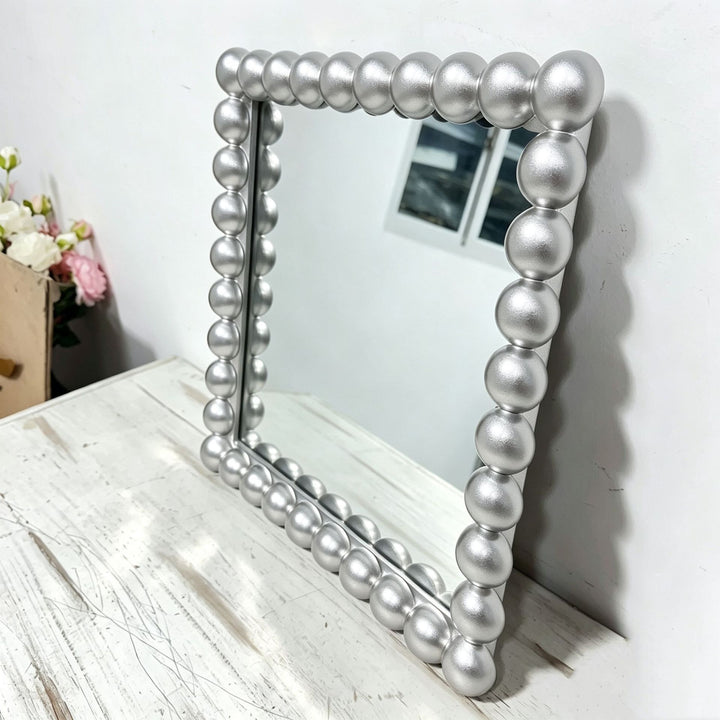 Decorative Square Wall Mirror with Beaded Frame Kalsten