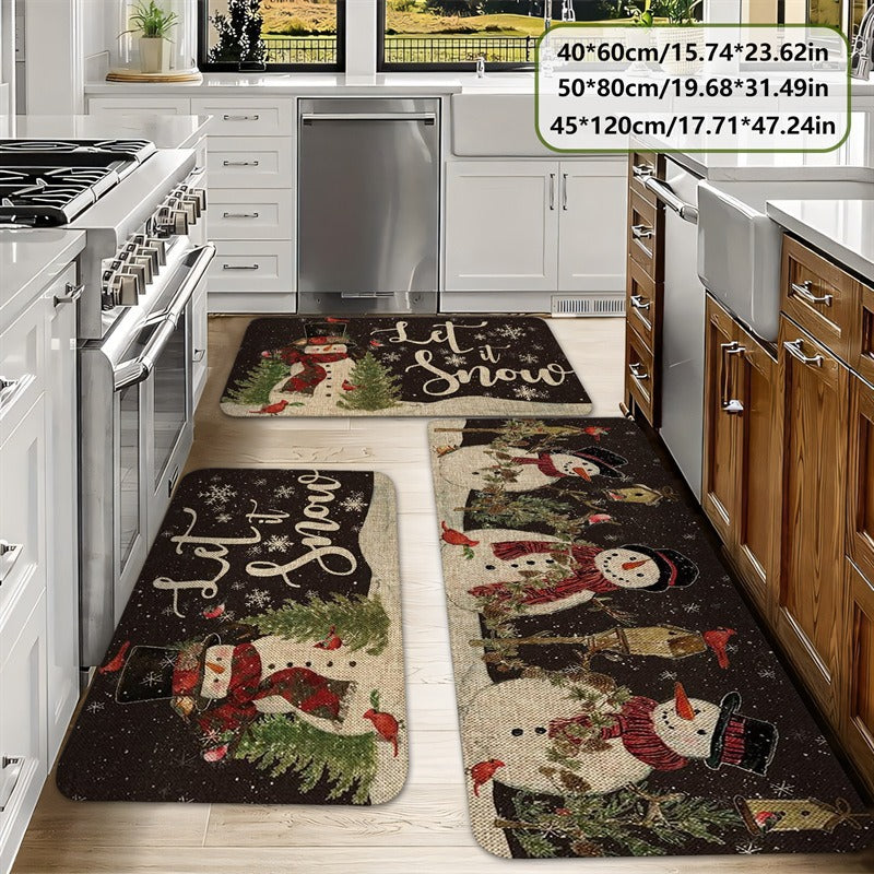 Festive Holiday-Themed Kitchen Mat Set