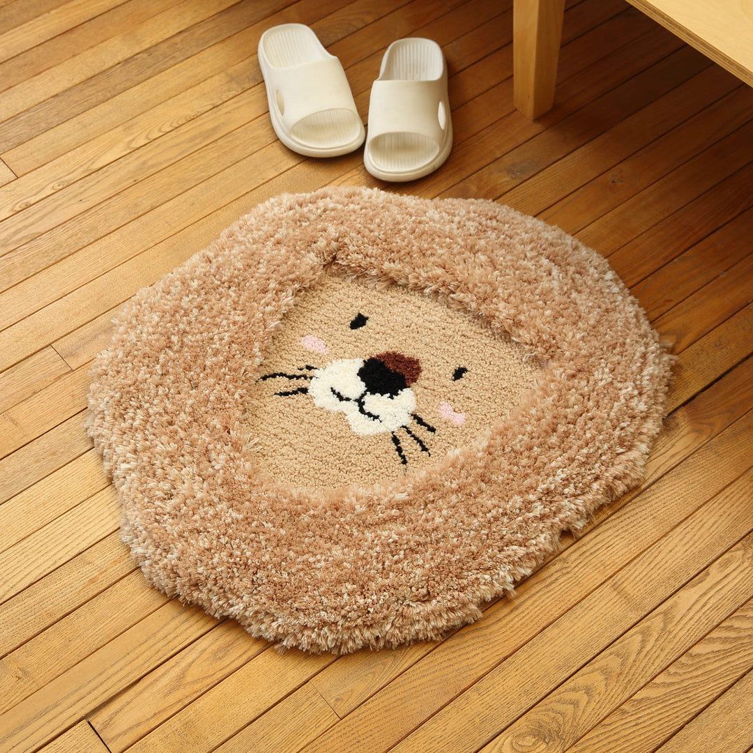 Cute Lion-Shaped Plush Bath Mat
