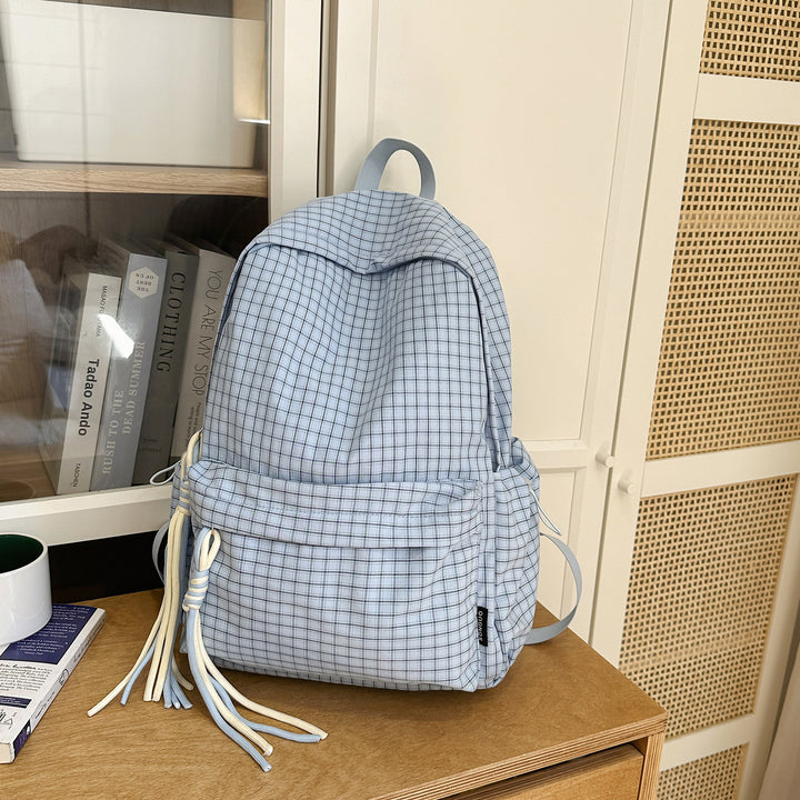 Minimalist Checked Drawstring Backpack