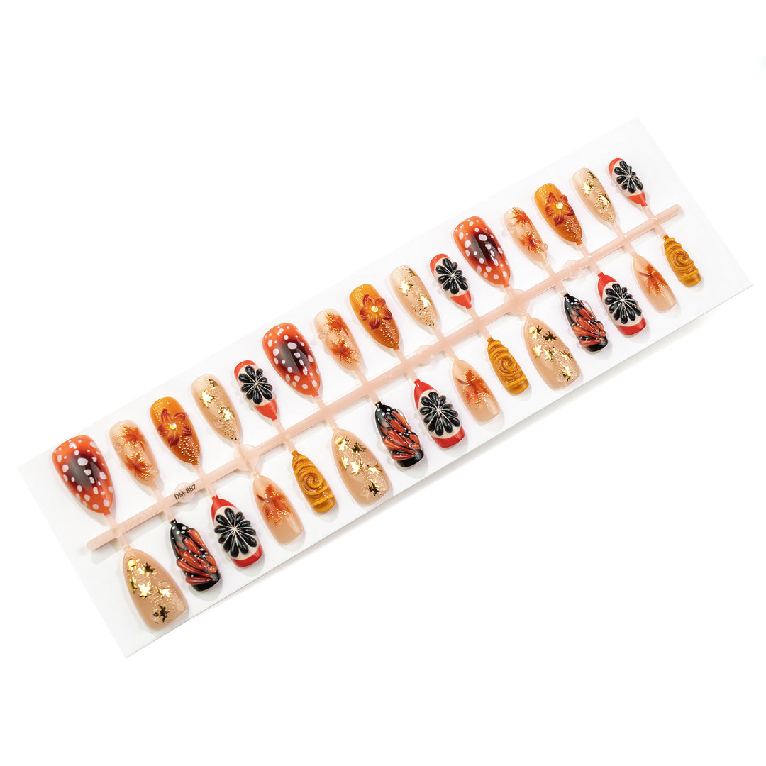 Artistic Autumn Leaves Press-On Nail Art Set Kalsten