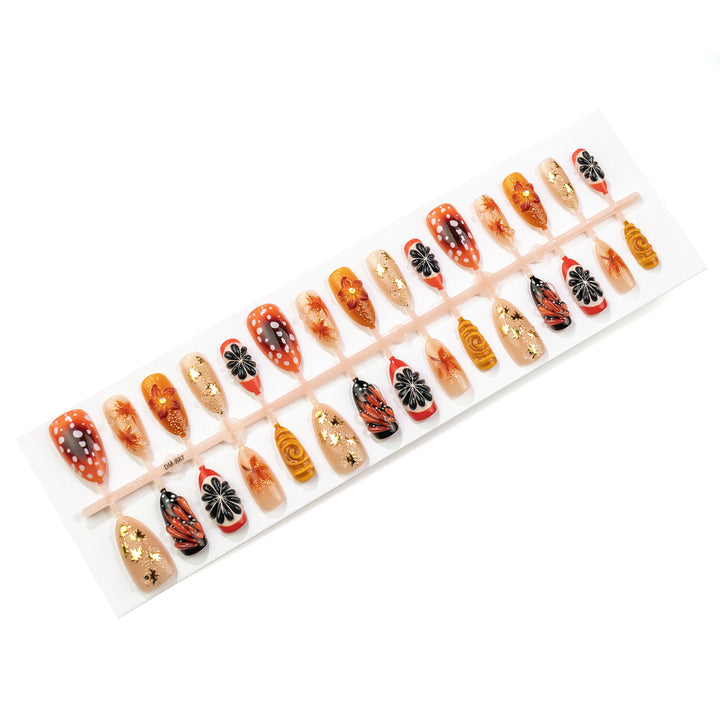 Artistic Autumn Leaves Press-On Nail Art Set Kalsten