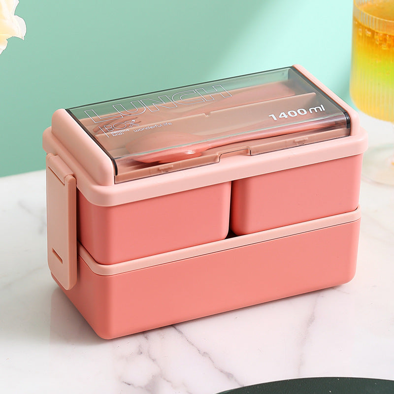 Multifunctional Food Storage Lunch Box with Built-In Utensil Set