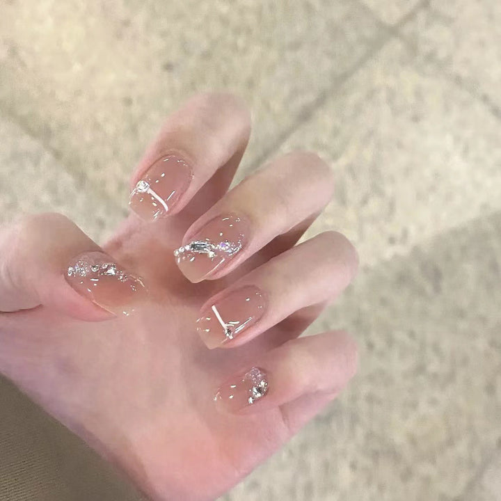 Elegant Crystal-Accented Press-On Nail Set