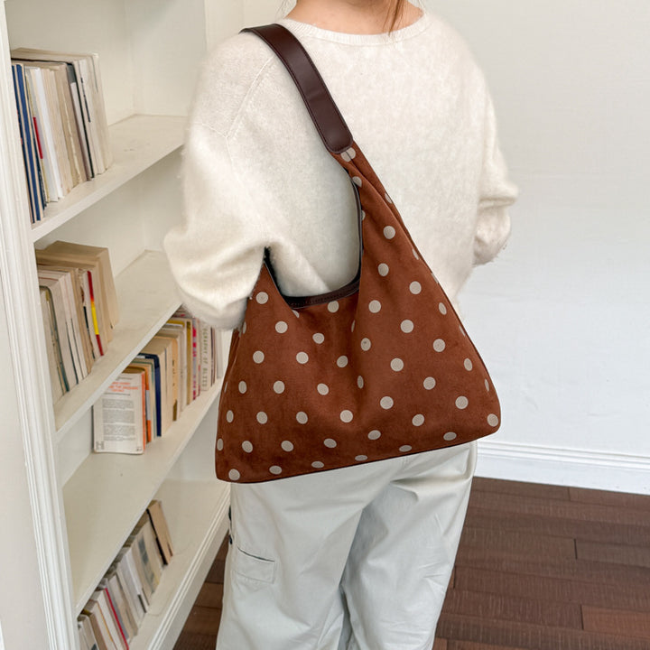 Polka Dot Suede Shopping Tote