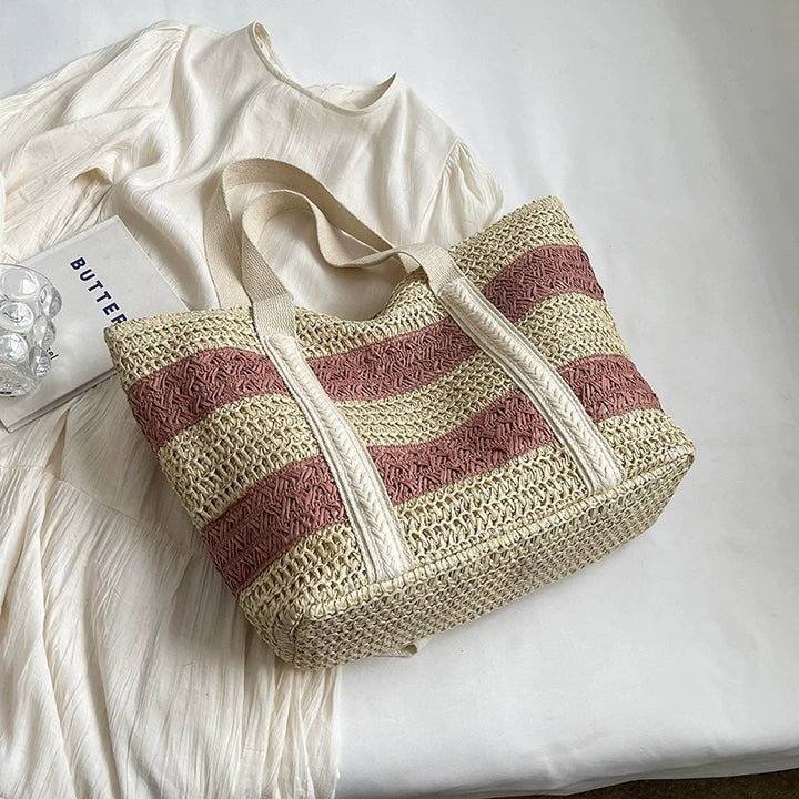Handcrafted beach bag with distinctive striped design Kalsten