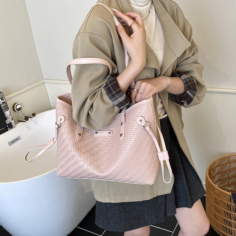 Textured Woven Tote Bag