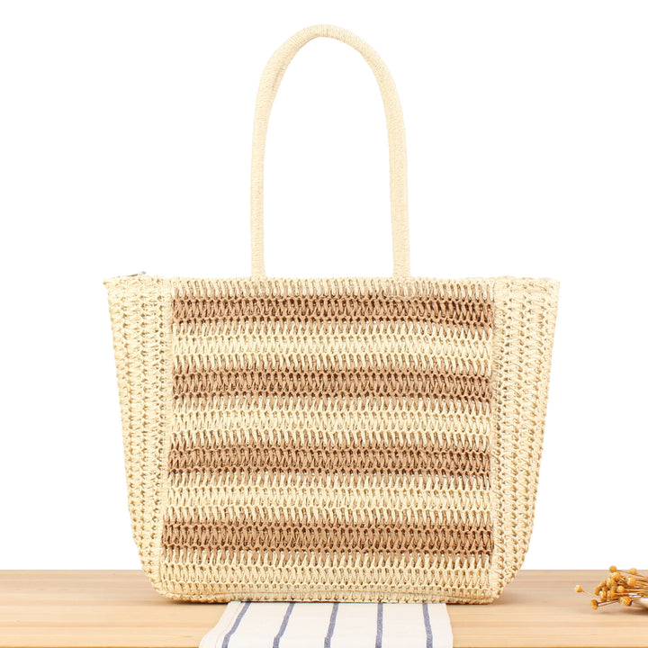 Spacious Beach Shoulder Bag Made of Hand-Woven Material Kalsten