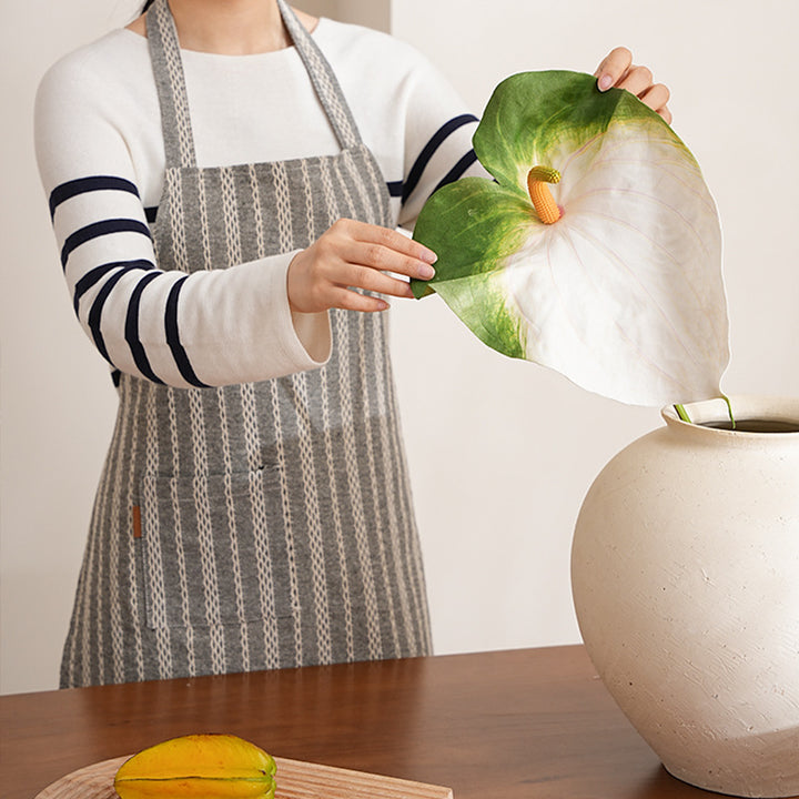 Linen-cotton blend kitchen apron with striped pattern and front pocket Kalsten