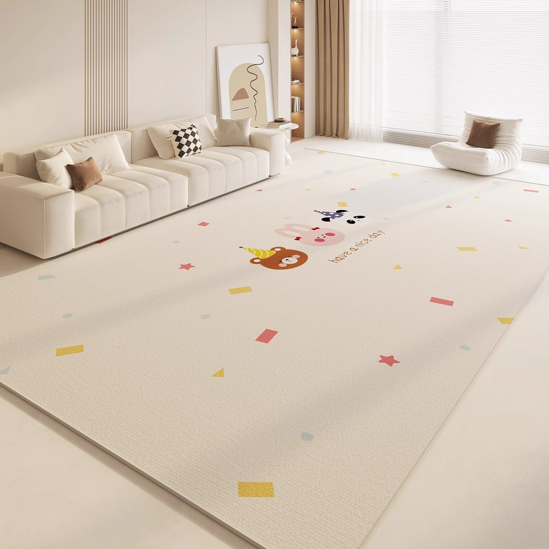 Cartoon-Themed Plush Area Rug for Living Room