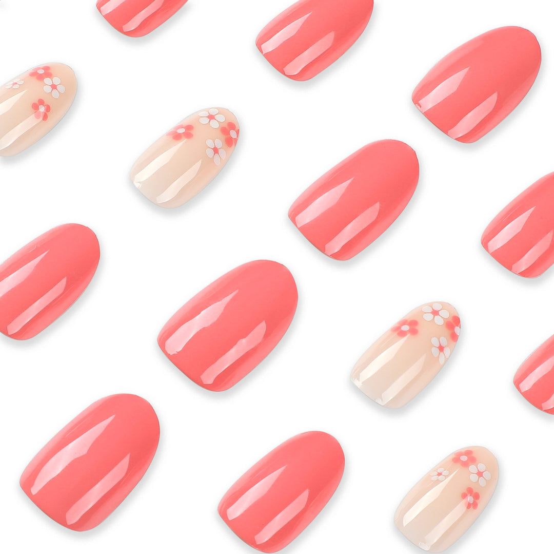 Artful nail extensions with delicate floral accents Kalsten
