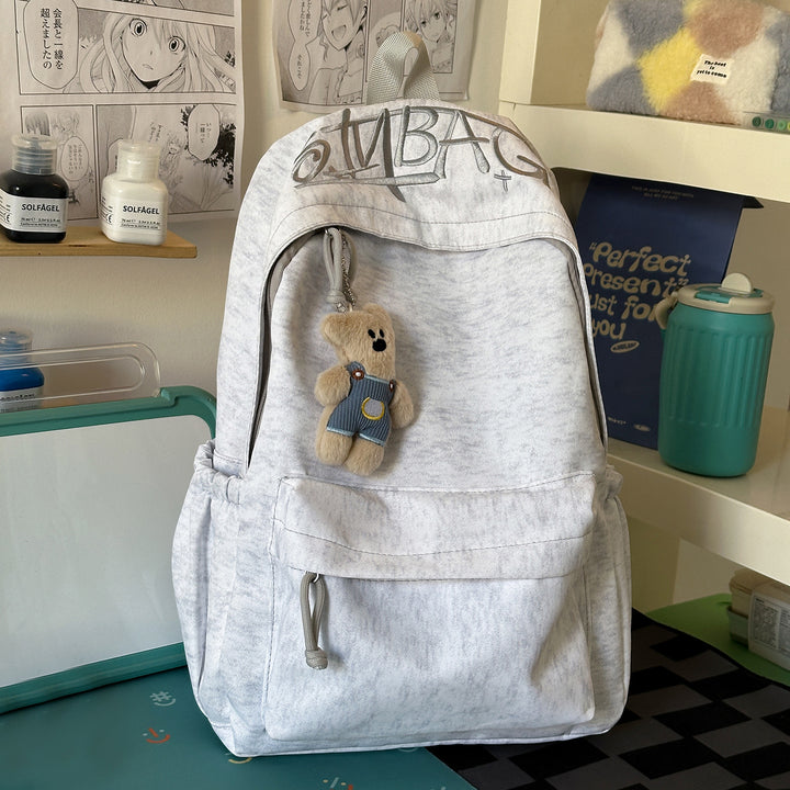 Casual Backpack with Cute Plush Keychain Kalsten