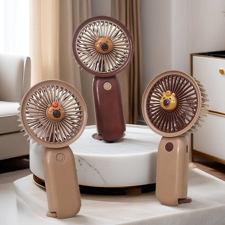 Women Portable Handheld Fan with Cute Bear Motif Kalsten