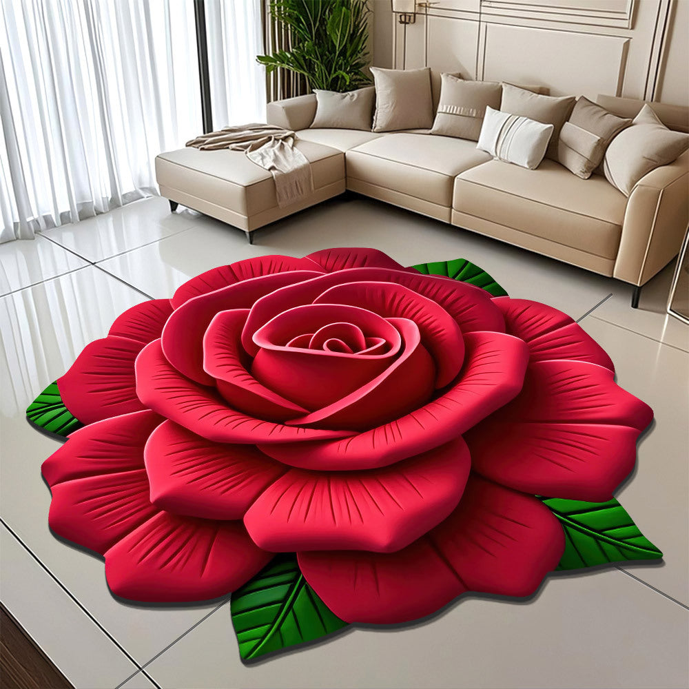 Floral-Themed Plush Area Rug