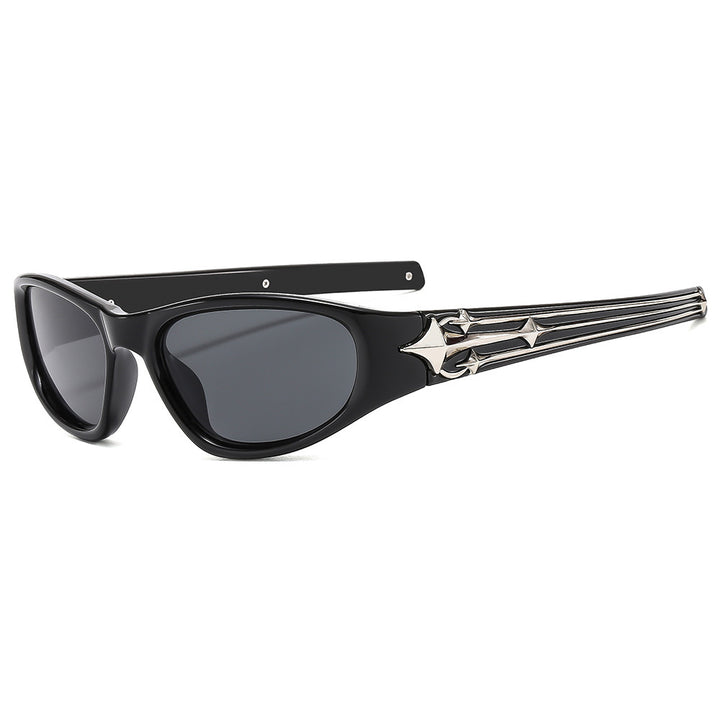 Fashion-Forward Shield Sunglasses with Decorative Frame Design Kalsten