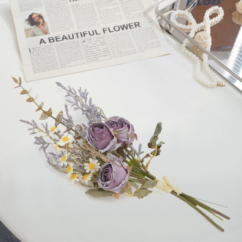Dried Floral Bouquet with Eucalyptus and Lavender Accents