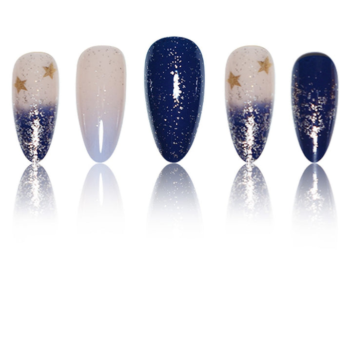 Stiletto Press-On Nail Art Extensions with Starry Designs Kalsten