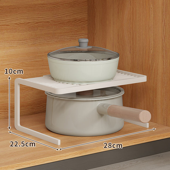 Compact Space-Saving Kitchen Countertop Pot and Pan Organizer Shelf Riser